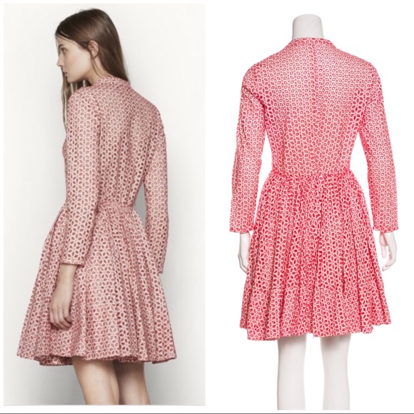 Maje Rayani Pink Eyelet Dress 3 Us L 